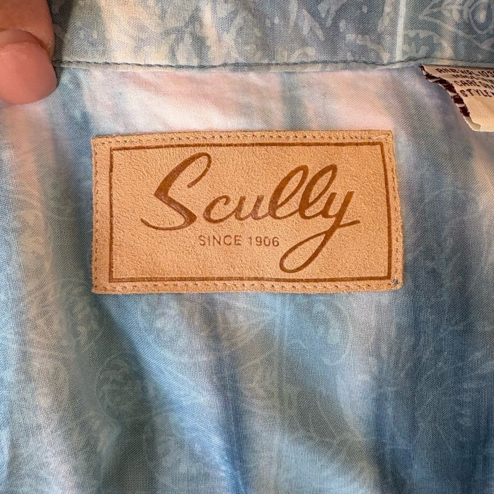 Scully Western Shirt Womens Long  Sleeve button down light blue Paisley size S - Picture 9 of 9